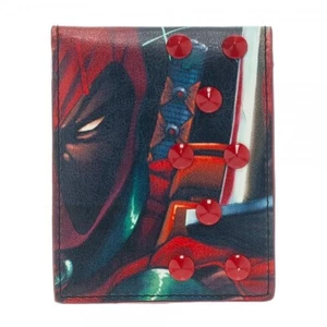 IMPRESIÓN OFICIAL MARVEL COMICS DEADPOOL CON CARTERA DOBLE PLEGABLE TRASERA SPIKEY STUD - Imagen 1 de 3