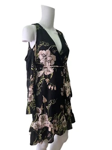 RIVER ISLAND Dress Size XS 6 Black Mix Floral Wrap Womens NEW EU34 RRP £29 - Picture 1 of 14