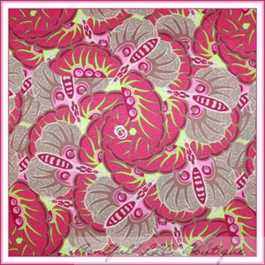 BonEful Fabric FQ Cotton Quilt Pink VTG Breast Cancer Butterfly Girl Lady Garden - Picture 1 of 8