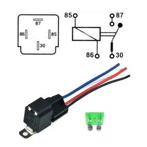 Heavy Relay 30a Amp Included Black Automotive Fused 4 12v Quality Spst Socket - Picture 1 of 12