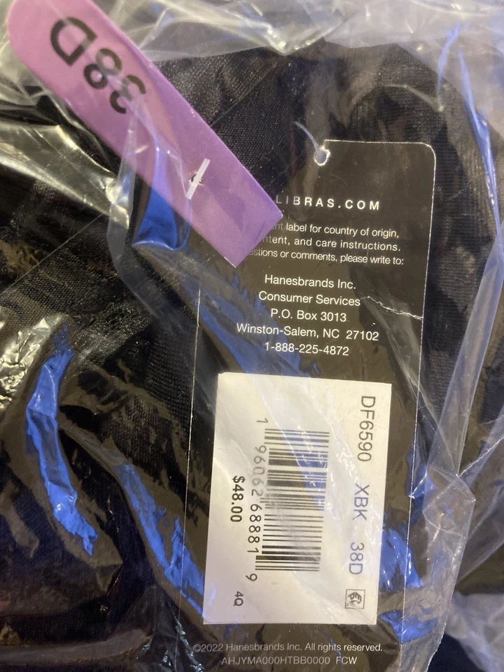 Sutiã Bali 38D preto, forro leve macio, alisamento nas costas, novas etiquetas (MSRP $48) - Imagem 1 de 4