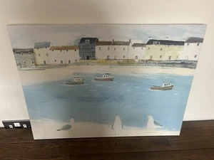 Hafen Meer Leinwand Bild Warten auf den Fang Hannah Cole 30 cm x 22 cm - Bild 1 von 7