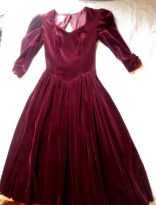 Laura Ashley UK-Made Burgundy Velvet Dress U.S. size 8 - Image 1 of 4