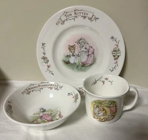 Beatrix Potter: Tom Kitten Jemima Puddle-Duck Flopsy Bunnies Bone China Set 1986 - Bild 1 von 10