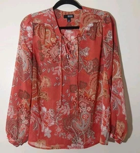 A New Approach Women's Multi Color Sheer Paisley Print Blouse, Size Small. - Picture 1 of 4