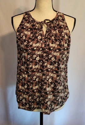 Camiseta sin mangas floral vintage Y2K para mujer colores terrosos S 100 % rayón Sonoma Foto 1 de 4