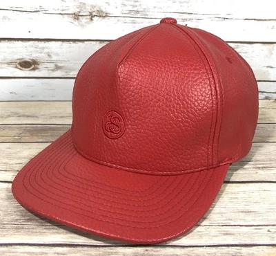 De colección STUSSY Y2K Cuero Rojo Correa Ajustable Sombrero Hebilla Talla Única Foto 1 de 4