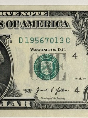 Birthday Note Dollar Bill July 13 1956 07/13/1956 $1 Fancy Serial Number ¥ - Image 1 of 4