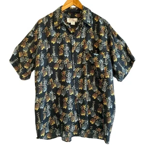 HAWAII SILKYWAY Vintage 100 % Seide Hawaii Ananas Button Down Hemd Herren Large - Bild 1 von 18