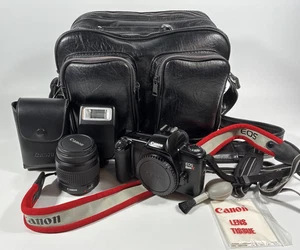 Canon EOS Rebel X SLR 35mm Film Camera Bundle Lens Flash Strap Bag Tested Works! - Picture 1 of 23