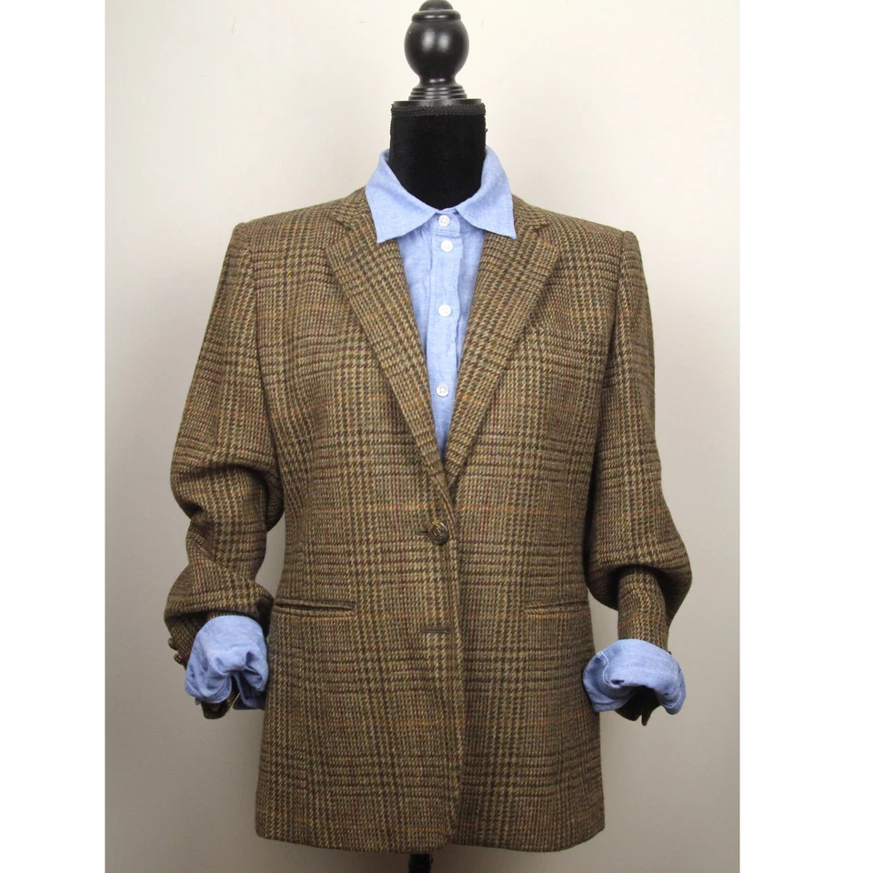 Vintage LAUREN Ralph Lauren Glen Plaid Blazer Jacket 100% Wool Women's Size 8P - Image 1 of 4