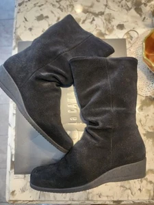 La Canadienne Fancy Convertible Wedge Winter Suede Black Boot Sz 7.5 M - Picture 1 of 7