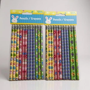 Easter Pencils – 2 Packs of 12 – New – Eggs & Chicks – 4 Fun Patterns - Picture 1 of 4