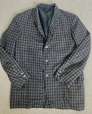 Vtg 60s McGregor 3 Roll 2 Gray Green Plaid 41L Hollywood Rockabilly Retro Blazer - Image 1 of 4