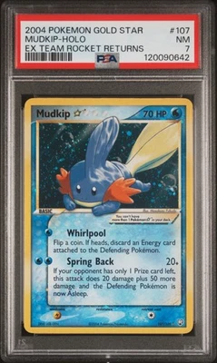 2004 POKEMON EX TEAM ROCKET RETURNS GOLD STAR #107 MUDKIP-HOLO PSA 7 - Image 1 of 2