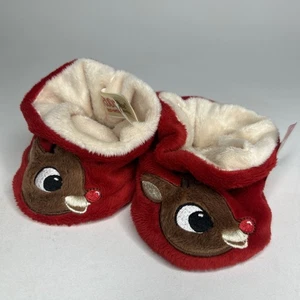 Rudolph La Renna dal Naso Rosso Neonato Bambino Tg 1 - 2 Casa Ciabatta Scarpa Natale - Foto 1 di 8