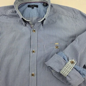 Ted Baker kariertes Button Down Kleid Hemd Krempelriegel Ärmel 100% Baumwolle - Bild 1 von 7