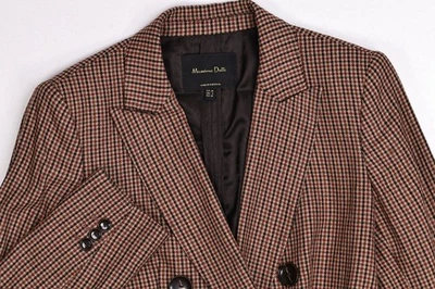 Massimo Dutti Womens Houndstooth Plaid Wool Blend Double Breasted Blazer Sz 6 - Image 1 of 4