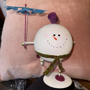 Pier 1 Christmas Snowball Figure Top Hat Ornament Base RARE - Picture 1 of 4