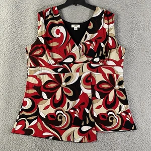 Vintage Cato Top Damen 18 20 W rot schwarz hellbraun Tunika Y2K Babydoll Hippie Fee Boho - Bild 1 von 10
