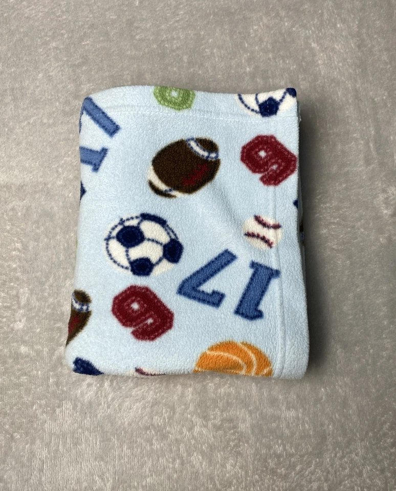 Beansprout Deportes Bebé Manta Baloncesto Fútbol Béisbol Números Azul Vellón Foto 1 de 4