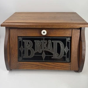 Cornwall USA Vtg Large Wood Bread Box Glass Front READ - Picture 1 of 24