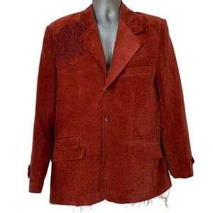 Blazer Metafuori Steampunk Naranja Borgoña Bordado Chaqueta Para Hombre Talla Mediana - Imagen 1 de 11