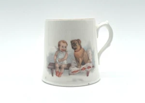 Antike Kinder Tasse, Transferware, Kinder und Hund Design - Bild 1 von 13