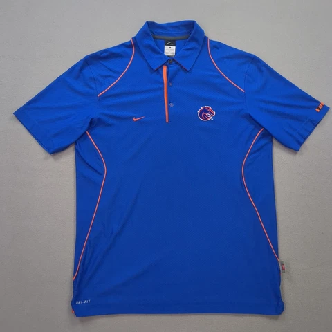 Nike Team Shirt Mens Large Boise State Broncos Blue Polo Short Sleeve Cover