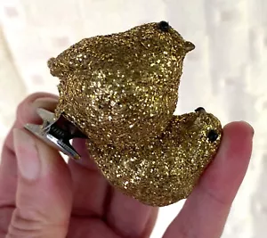Vintage oro glitter LOVE BIRDS clip su decorazione albero di Natale ECC! - Foto 1 di 8