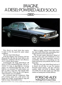 Audi 5000 von 1980: Stellen Sie sich einen dieselbetriebenen Audi Oldtimer Printanzeige vor - Bild 1 von 1