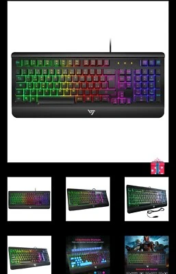 VicTsing Computer Desktop Gaming Keyboard USB Wired Anti-ghosting RGB LED 87 Key - Image 1 of 4