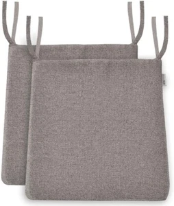 Set of 2 Chair Memory Foam Cushions Linen Look Outdoor Indoor - Picture 1 of 3
