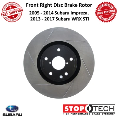 Rotores de freno de disco delanteros derechos ranurados StopTech Sport para Subaru Impreza WRX STI Foto 1 de 4