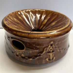 Antik Rockingham Bennington Stil Keramik Spucknapf Anker Seil Maritim LESEN - Bild 1 von 24