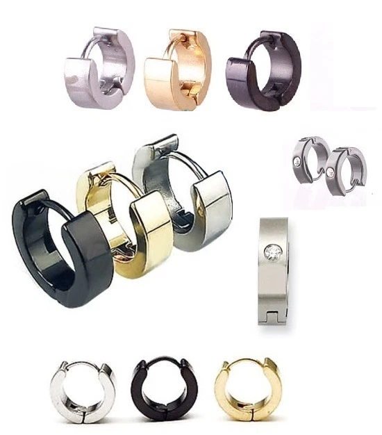 orecchini UOMO DONNA UNISEX cerchio ACCIAIO INOX TITANIO  oro Argento 4mm - Immagine 1 di 1