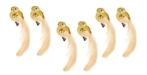 Christmas Decorations Gold Bird Clip on Tree Decoration Gold Glitter Sparkle x 6 - Picture 1 of 7