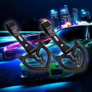 2Pcs Devil Broken Heart Black JDM TSURIKAWA Ring Subway Train Bus Handle Strap - Picture 1 of 8