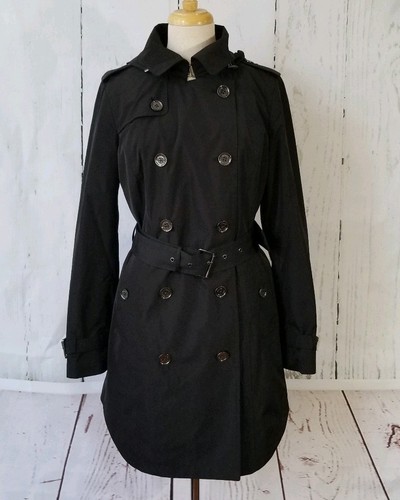 MICHAEL Michael Kors trench donna doppiopetto con cappuccio nero NUOVO taglia small