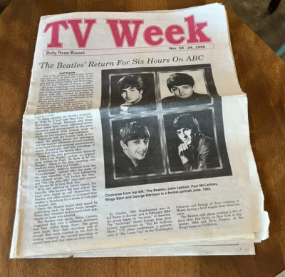 TV WEEK NOV. 18-24, 1995 THE BEATLES RETURN FOR SIX HOURS ON ABC ARTICLE - Image 1 of 4