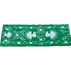 Corredor de mesa bordado pavo real verde/blanco Frances Valentine 110" - Imagen 1 de 6