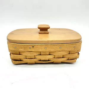 Longaberger Wood Crafts Square Handcrafted Weave Basket w/ Lid - Picture 1 of 7