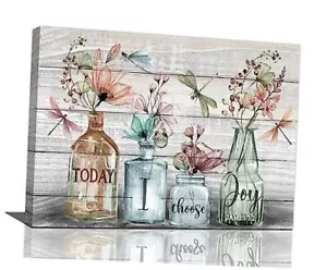 Rustic Farmhouse Bathroom Canvas Wall Art Flower Bathroom 20L" x 16W" Flower 4 - Picture 1 of 8