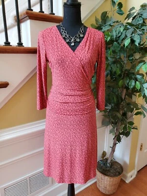 Nine West women's long sleeve geometric print faux wrap dress sz 6 tie waist - Image 1 of 4