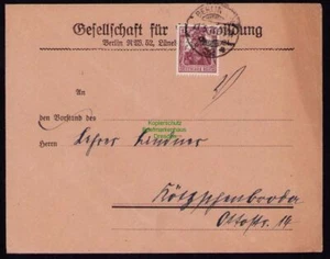 B18707 Brief Deutsches Reich 1921 Vordruck Gesellschaft f Volksbildung Perfin GV - Picture 1 of 2