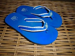 REEF BRAZIL MARYANN™ WOMENS SKINNY SANDALS FLIP-FLOPS SEA BLUE WHITE RARE NWOT! - Picture 1 of 10