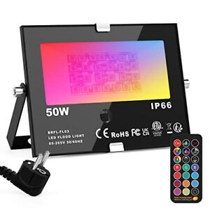 RGB Projecteur LED Exterieur 50W contrôlé par Télécommande Intelligente RGB S...