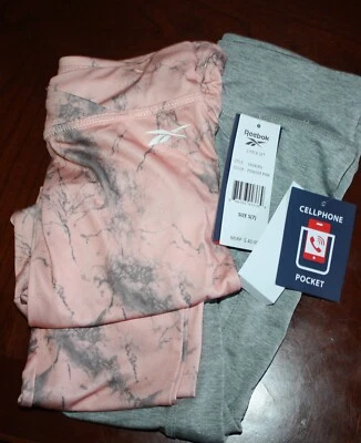 Paquete de 2 leggings básicos de rendimiento activo Reebok para niñas hasta el tobillo talla S (7) Foto 1 de 4