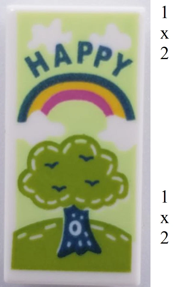 LEGO Minifigura Feliz Azulejo Impreso Amigos Letrero Árbol Arco Iris 1x2 Trolls Pride Foto 1 de 1