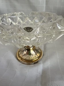 F.B. Cenicero de cristal vintage plateado Rogers con pedestal hecho en Italia - Imagen 1 de 14